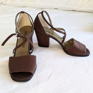 SOLD Vintage ysl block heel sandals